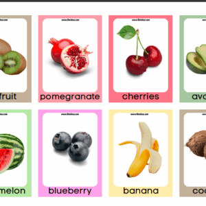 32 Flash Cards de frutas en ingles.