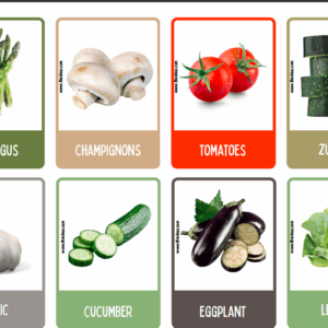 64 Flash Cards Comida. Ingles.