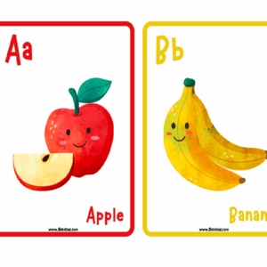 Flash Cards. Abecedario frutas y verduras. Ingles.