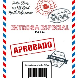 Carta y sobre de bienvenida del Elfo. Navidad.